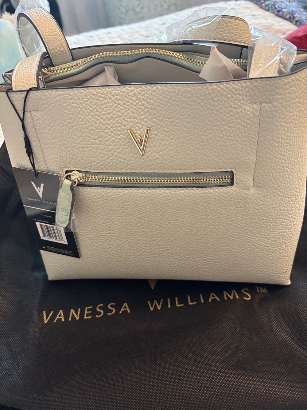 Light Green Pebbled Leather Tote Bag